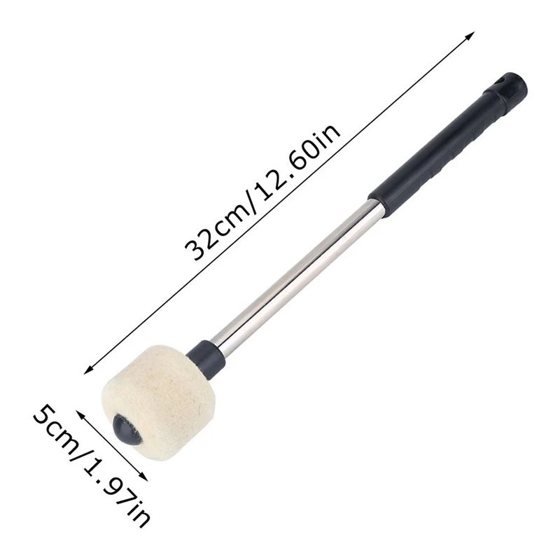 Pack Of 1 Bass Drum Mallet Felt Head Percussion Mallets Timpani Sticks with Stainless Steel Handle