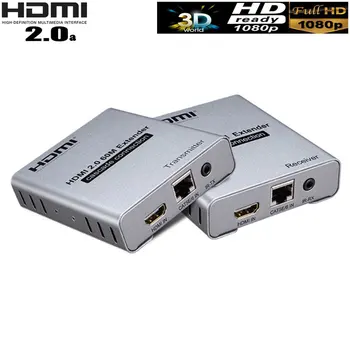 

HD 4K @60HZ HDMI 2.0 60M HDMI Extender Extend 4K @30HZ 1080P 120M By Ethernet RJ45 CAT5e/6 Cable Local Loop-out With IR Remote