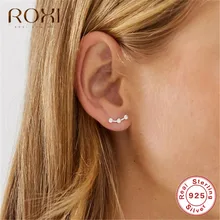 ROXI, настоящее 925 пробы, серебряные серьги, простые, круглые точки, серьги-гвоздики для женщин, Стерлинговое Серебро-ювелирные изделия, Brincos, ушные Альпинисты