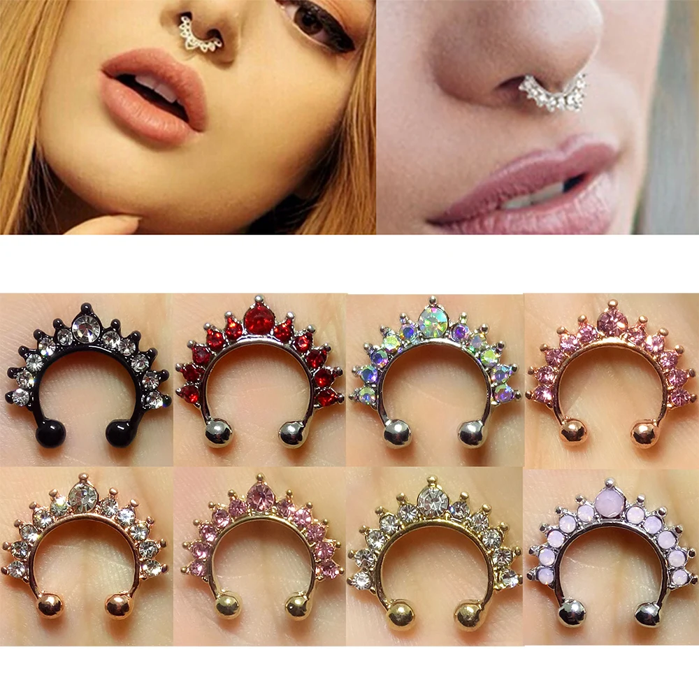 10mm Fake Septum Piercing Nose Ring Hoop For Girl Men Faux Body Clip Rings Non-Pierced Non Body Jewelry 1Pc