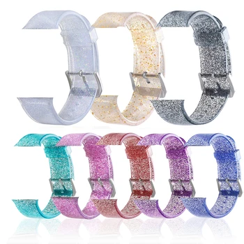 

Glitter Silicone Bracelet for Apple Watch 5 4 3 2 Band Gold for iWatch crystal Straps for Apple Watch Bands 42mm 44mm 38mm 40mm