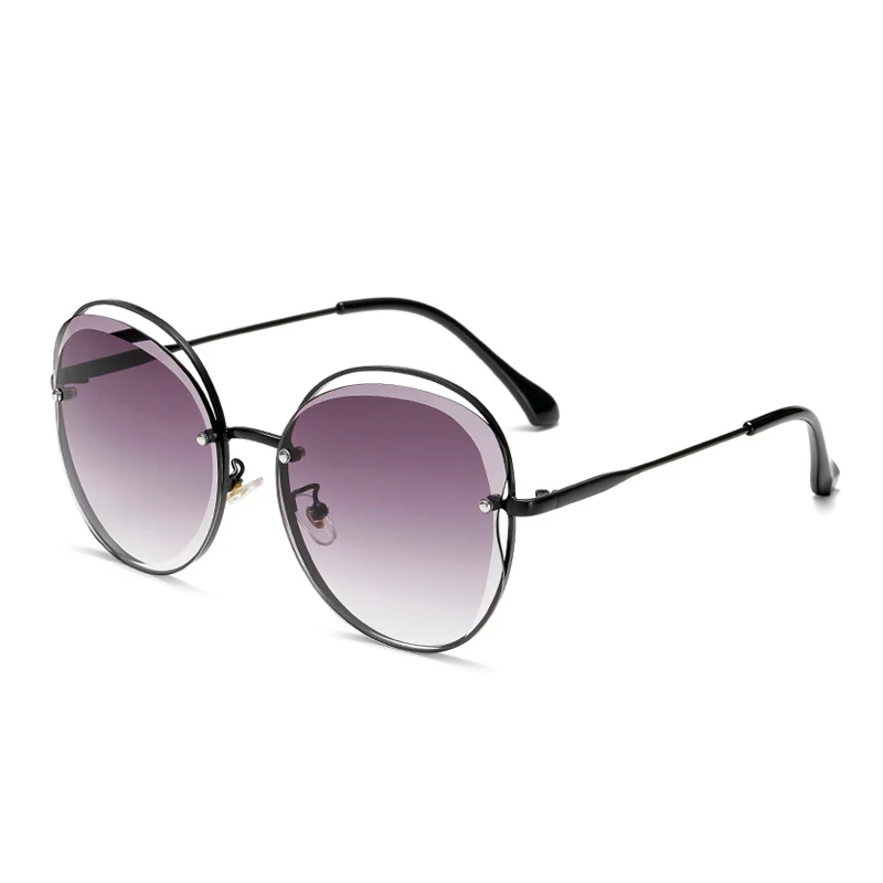 C01BlackSmoke Модные женские солнцезащитные очки без оправы Cateye, солнцезащитные очки без оправы, градиентные солнцезащитные очки с защитой от уф400 лучей, солнцезащитные очки "кошачий глаз" PL1096 - Цвет линз: C01BlackSmoke