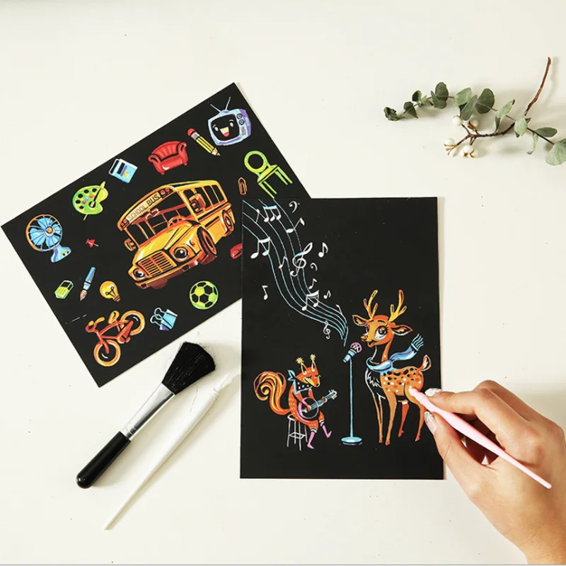 

4 Scratch Painting + 7 Painting Templates Christmas Stencils Decor DIY Scrapbook Album Bullet Journal Accessories Handicraft