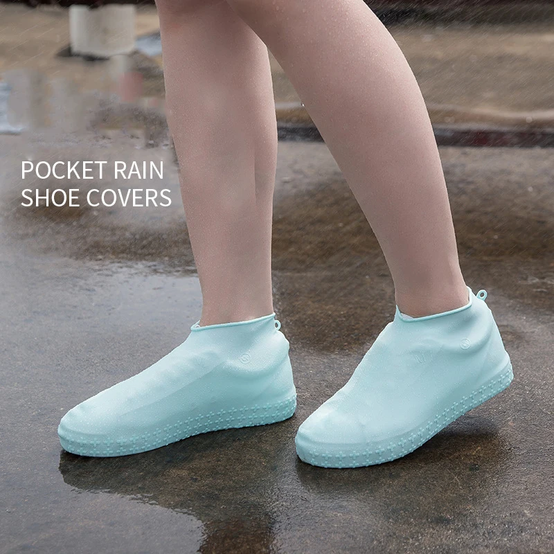 Пара силиконовых чехлов для обуви Многоразовые водонепроницаемые Нескользящие непромокаемые сапоги унисекс защита от дождя