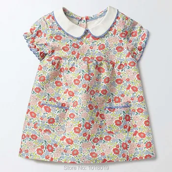 

Peter Pan Collar Tops Summer 100% Cotton Children Brand Babydoll One-piece Dress Baby Girl Clothes Bebe Girls Kids Dress Flowers
