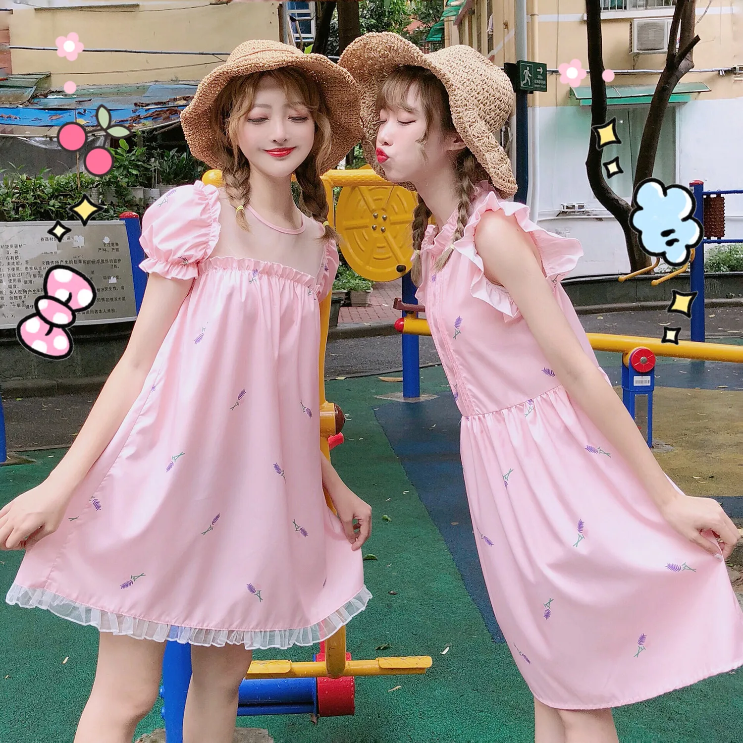 Летнее милое женское платье Bestie 2 варианта Лавандовое платье на бретелях без рукавов и платье с короткими рукавами шифоновый шарф одна штука