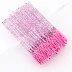 50 Pcs/Pack Disposable Crystal Eyelash Makeup Brush Diamond Handle Mascara Wands Eyelash Extension Tool