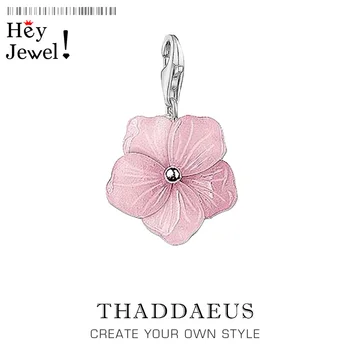 

Pink Flower Women Pendant Charm Fit Bracelet Choker Necklace 925 Sterling Silver Romantic Gift For Women Jewelry