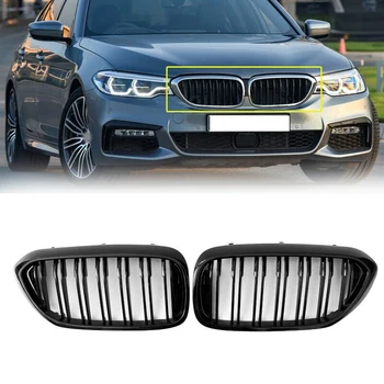 

Car Front Kidney Grill Grilles Double Line Grilles Replacement Gloss Black For-BMW 5 Series G30 G31 G38 2017-2019