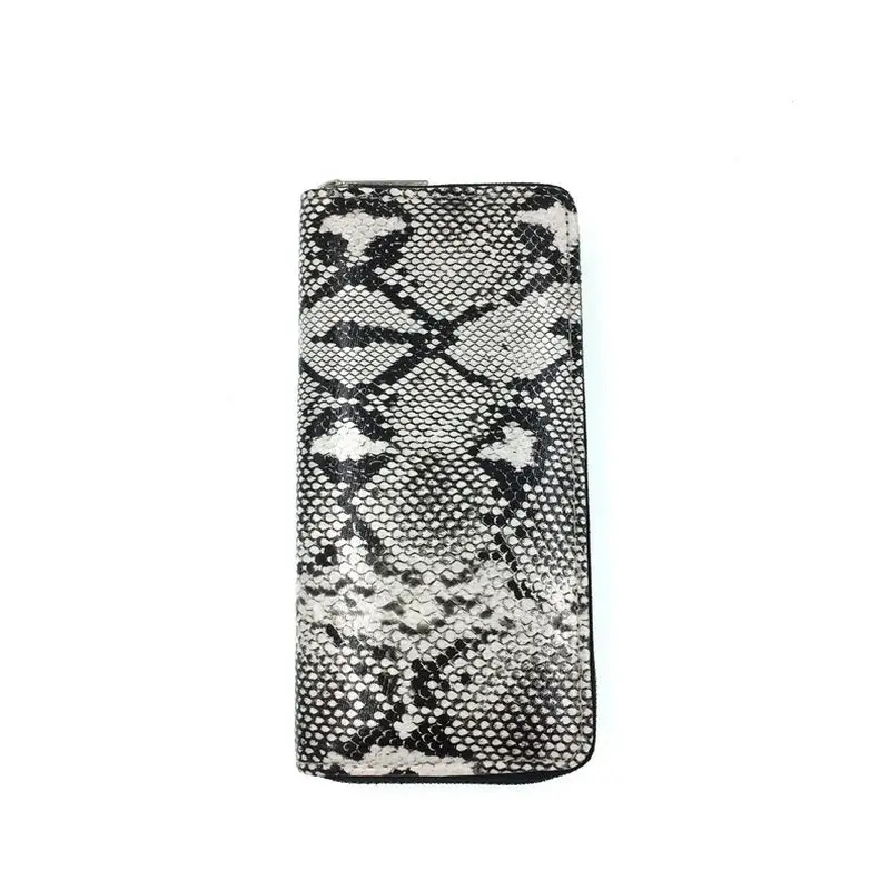 KANDRA Python Leather Long Wallet Women Snake Skin Print Ladies Wallets Zipper Phone Pouch Clutch Purse Card Holder Female Purse