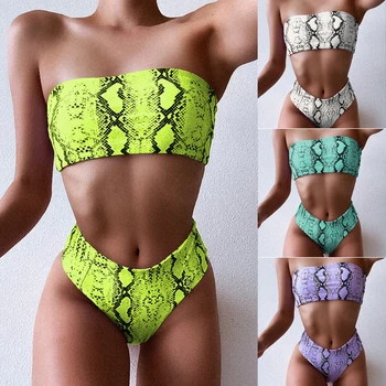 

Sexy Printed Bathing Suit Female Push Up Bikini High Waisted Swimsuit Bandage Mayo Bandeau Swimwear Women 2020 Biquini