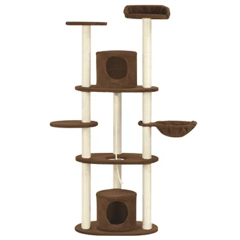 

Cat Tree with Sisal Scratching Posts Grey 160 cm Simple Four-layer Cat Tree Cats' Play Center Suitable for Multiple Cats