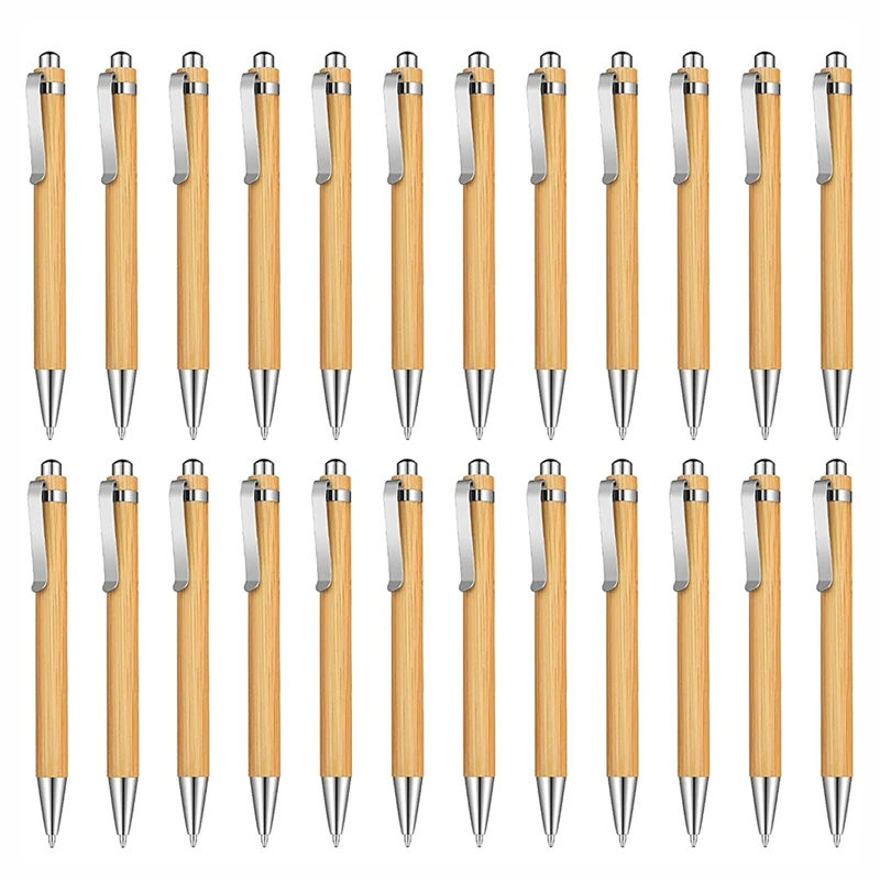 대나무 개폐식 볼펜, 블랙 잉크, 사무용품, 목재 볼펜, 1 mm