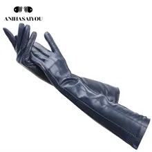 Многоцветные женские перчатки, кожаные перчатки длиной 50 см, женские кожаные перчатки из овчины, теплые женские зимние перчатки-2226C