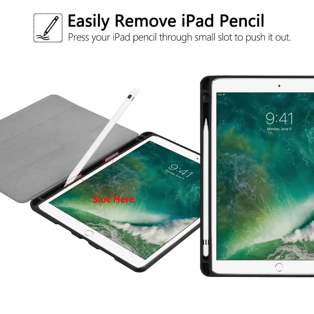 Чехол для iPad Air 3, 10,5 дюймов,, Фолио, резиновый, умный чехол, мягкий, ТПУ, задний Чехол с карандашом, для iPad Pro10.5 дюймов