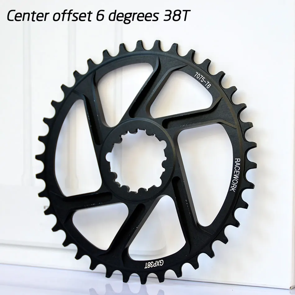 6 degrees 38T Бесплатно deliv RACEWORK Fahrrad кеттенблат 32 34 36 38t Engen Breite Fahrrad кеттенблат мех GXP XX1 XO CNC AL7075 KurbelFahrrad - Цвет: 6 degrees 38T