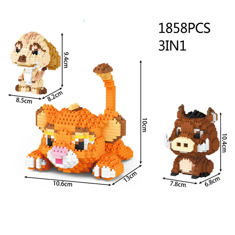 Hot animal anime america Lion King building bricks TIMON PUMBAA figures micro diamond block nanobricks educational toys for gift | Игрушки и