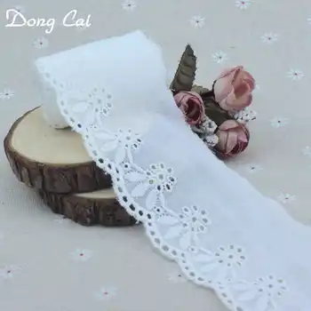 

6yards 6cm width Cream Cotton Embroidery Lace Trims for Costume Dress Trimmings Ribbon Applique Strip DIY Sewing Lace Fabric