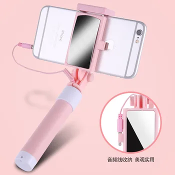 

Mini Selfie Stick Stainless Steel Belt Folding Mirrors Wire Mobile Phone One-piece Universal Useful Product Stick