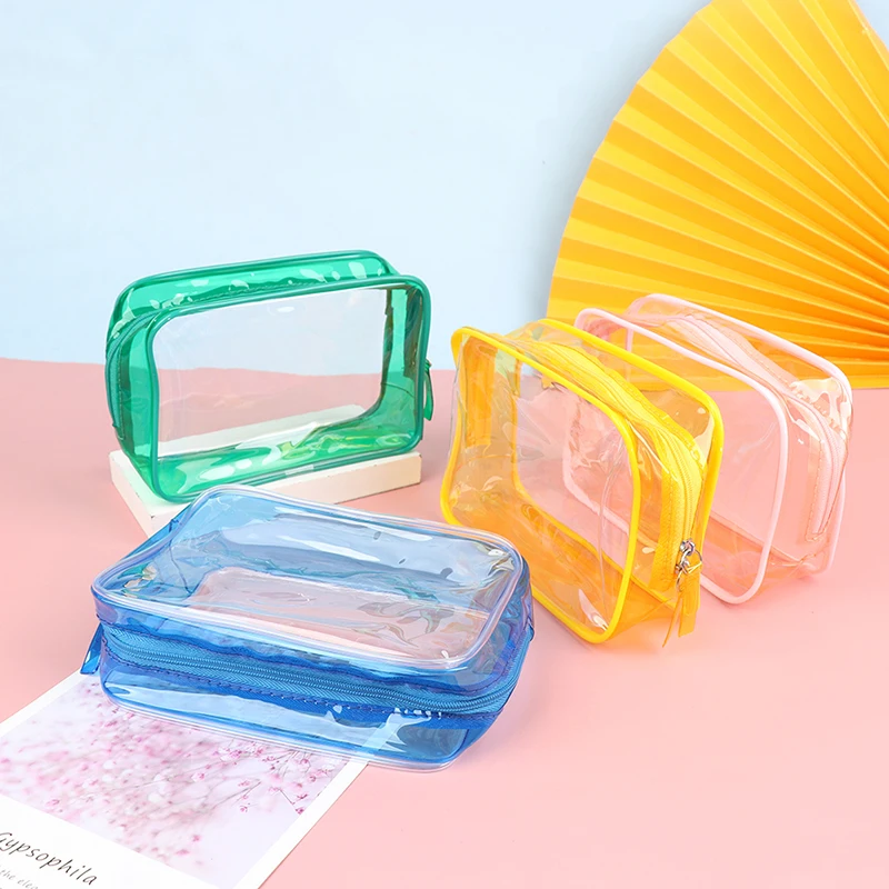 

1 Pc Colorful Clear Cosmetic Bag Waterproof PVC Women Makeup Bag Female Travel Makeup Case Washing Toiletry Bag