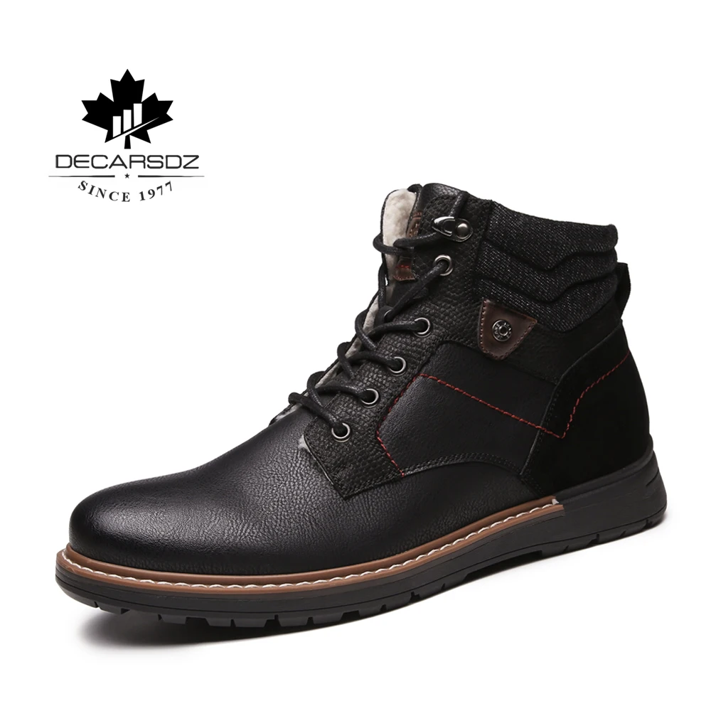

2019 Male Autumn & Winter Fashion Ankle Botas Men's Boot soutdoor New Warm Ankle Boots Man Brand Top design Anti-slip Snow Boots