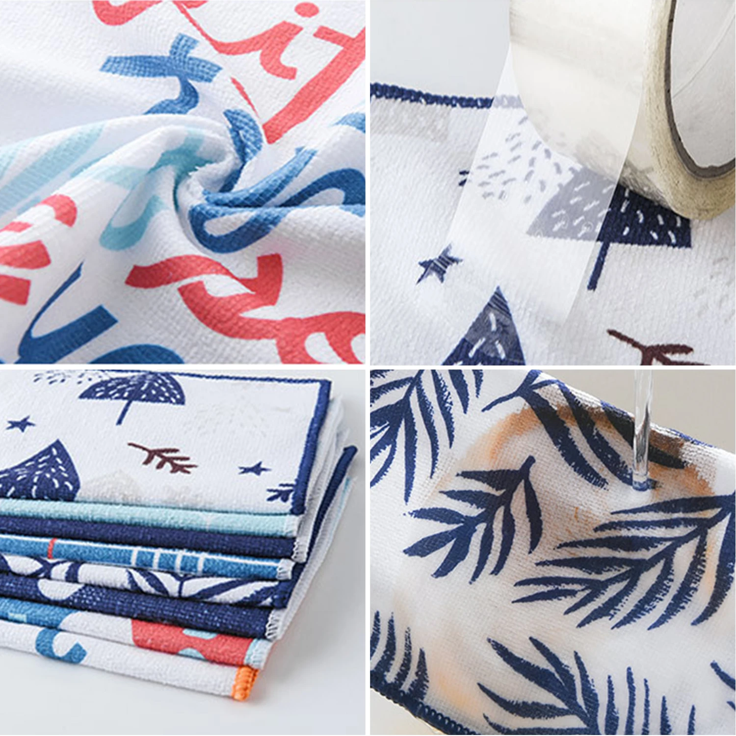 4Pcs/Set Kitchen Towel Dishcloth Scrubbing Terry Dish Cloth Mop Rag Water Absorbent Cleaning Cloth Rags for Kitchen Household
