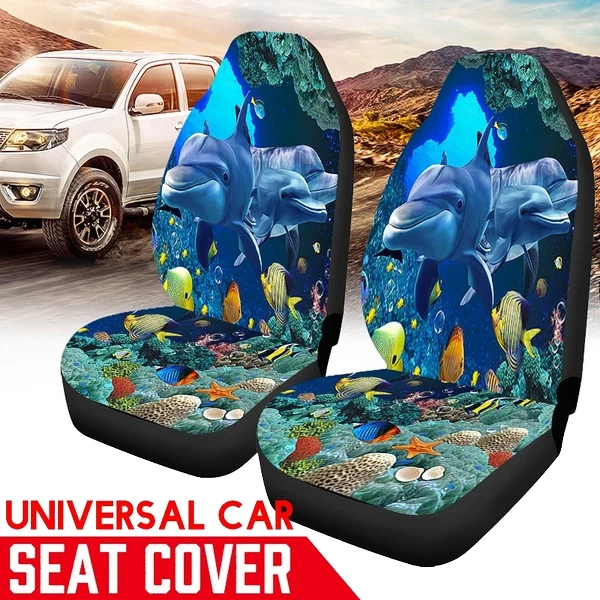 2Pcs Car Universal Underwater World Fish Printed Seat Cover Cushion Protector for SUV | Автомобили и мотоциклы