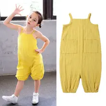 Комбинезон на лямках для новорожденных и маленьких девочек; Детский комбинезон; костюм для подвижных игр; летняя одежда; H7EB