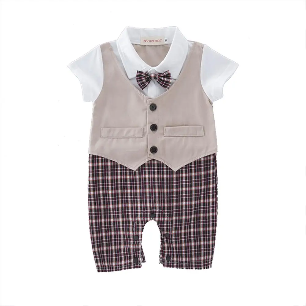 Khaki vest GloryStar/комбинезон без рукавов с короткими рукавами и галстуком-бабочкой для маленьких мальчиков - Цвет: Khaki vest