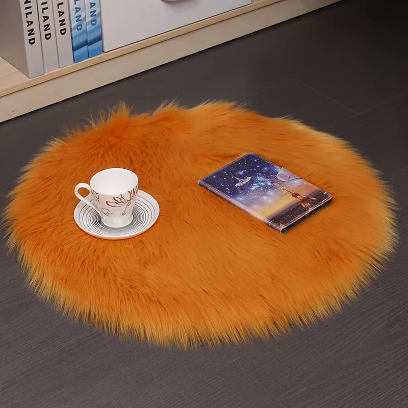 Fashion Simple Soft Comfortable Plush Carpet Floor Mat Imitation Wool Round Bedroom Carpet  Cushion  Floor Cushion 