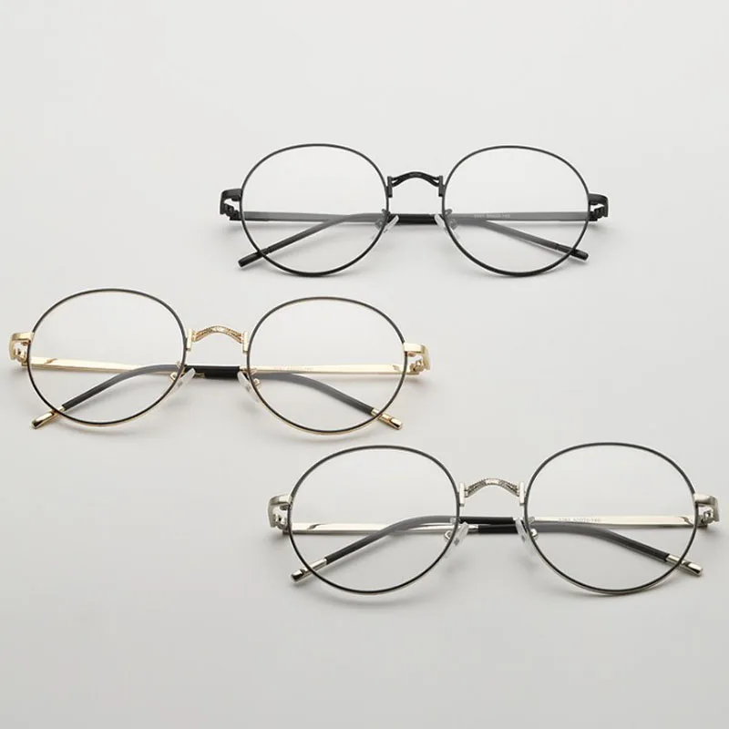 Vintage Myopia Eyeglasses Frame Men Round Plain Glasses Women Metal Optical Spectacles Frame