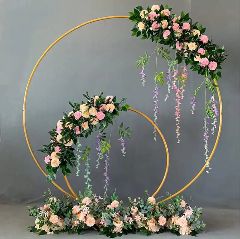 Arco De Hierro Circular Para Boda Accesorios De Fondo Flor De Arco Individual Cesped Al Aire Libre Boda Para La Puerta Con Forma De Flor Estante Para Decoracion De Cumpleanos Y Boda Arcos
