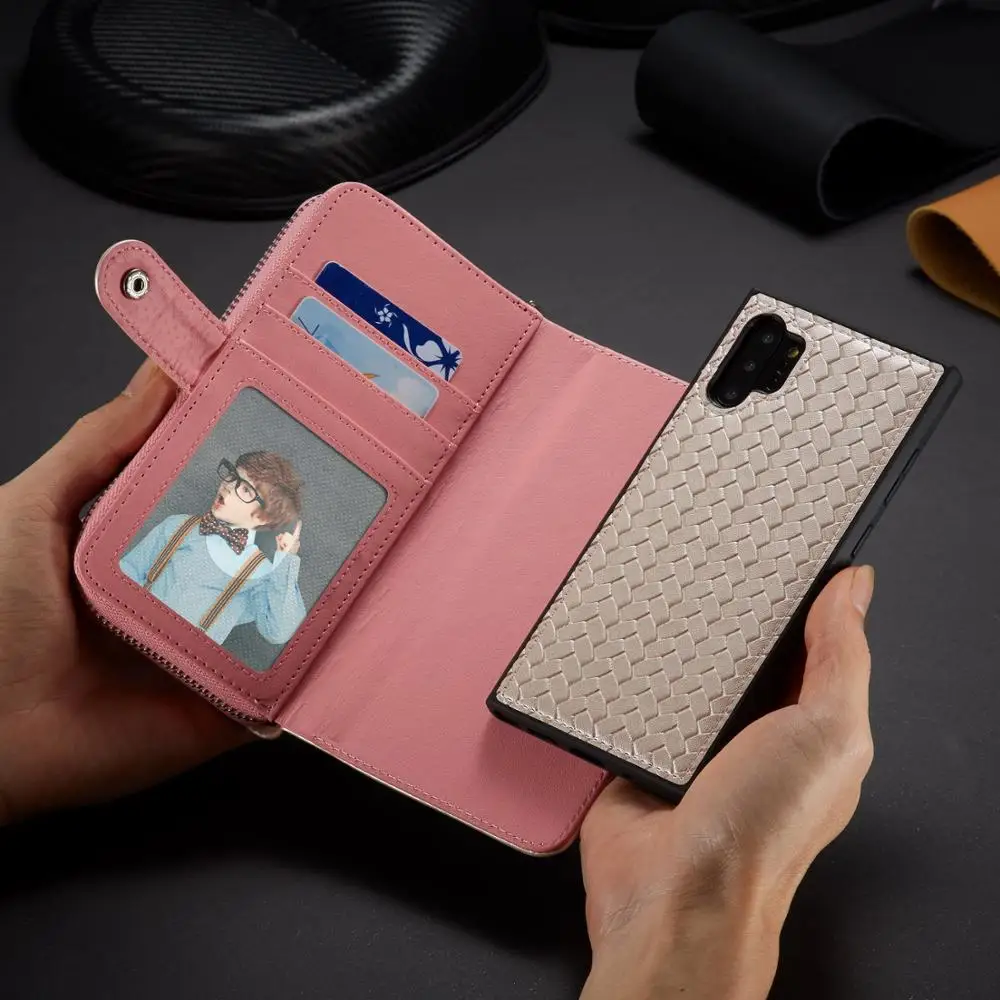 Чехол-Кошелек на молнии для samsung Galaxy Note 10 Plus S10 S9 S8 Plus S10E Note 9 8 кожаный защитный Магнитный съемный флип-чехол