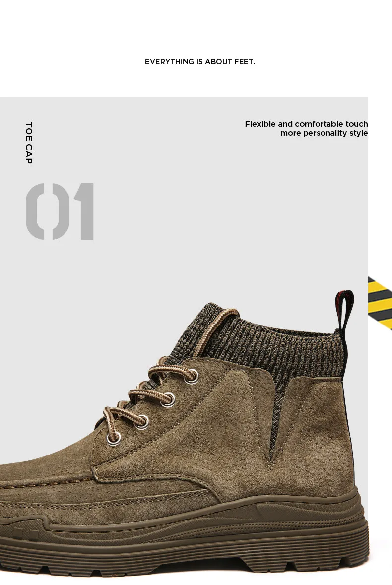 Brand Personality Design Classic Men Casual Sneakers Shoes Ankle Boots Military Equipment Flying Weaving Socks Car Sole Lace Up