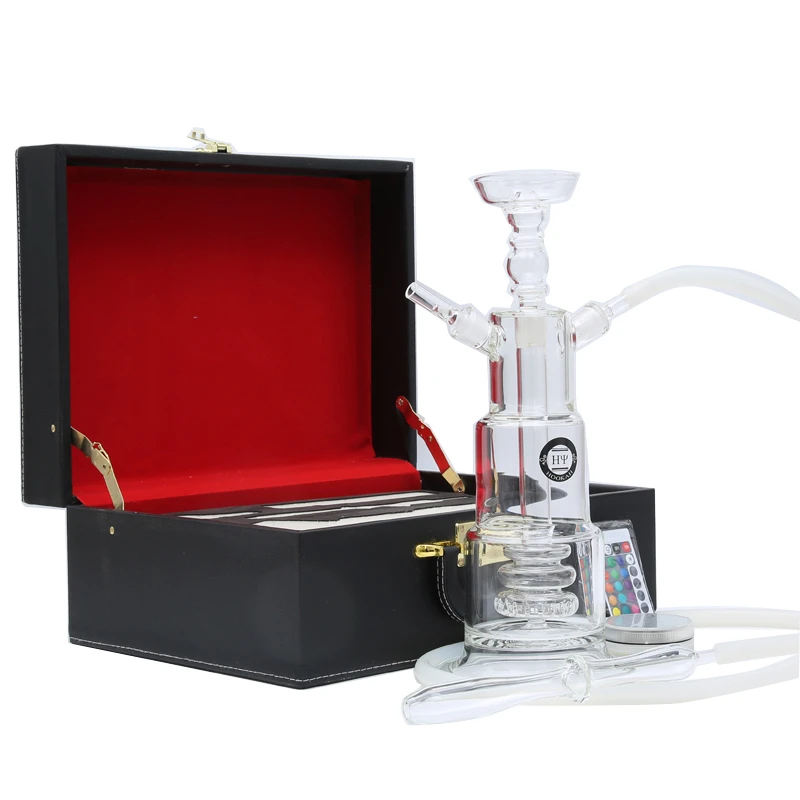 New Design Led Tower Glass Hookah Shisha With Leather Bag Birthday Gift Carry Case Chicha Shisha Pipes Accessories Aliexpress
