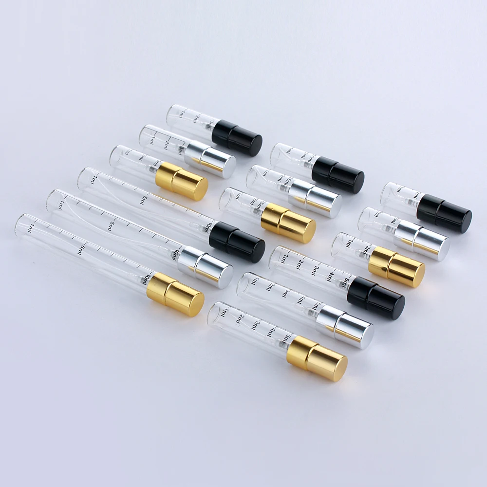 50Pcs/Lot 2ml 3ml 5ml 10ml Portable Aluminum Spray Bottle Cosmetic Containers For Travel Bottle Atomizer