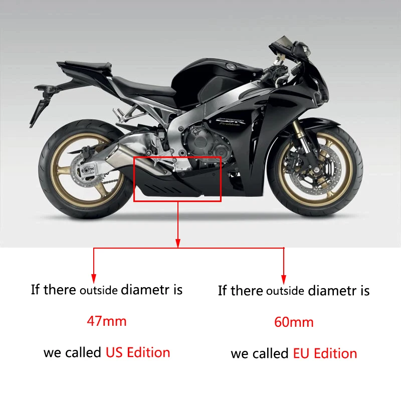 Exhaust Set for 2008- Honda CBR1000RR Motorcycle 61 mm Mid Exhaust Pipe No Db Killer Slip On US Edition Stainless Steel