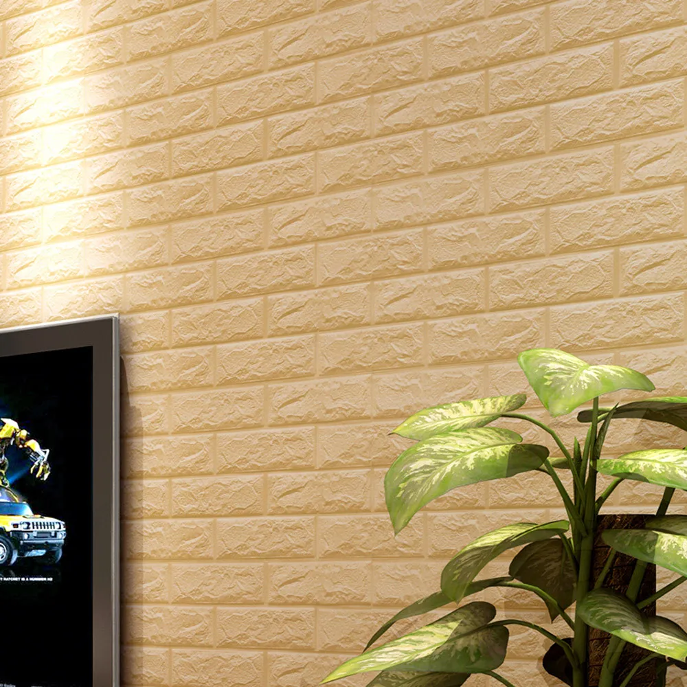 DIY 3D Brick PE Foam Wallpaper Self-adhesive Panels Room Decal Stone Decoration Embossed brick wallpaper Wall Stickers #2d08 (19)