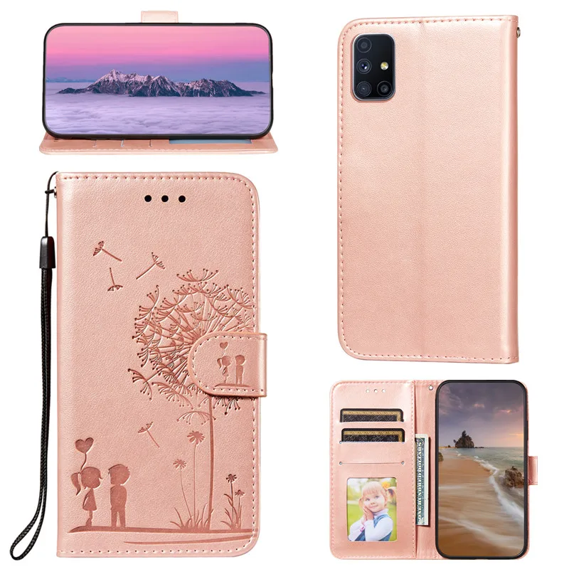 

For Samsung M51 Case 3d lovers Dandelion Silicon leather flip Phone Cover For Samsung Galaxy M51 M31s A31 A41 Case Funda coque