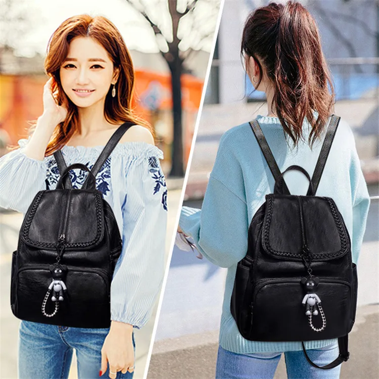 Women backpack tassel 2020 new wave pleak Korean fashion casual back pack personality soft leather travel backpack ladies bag