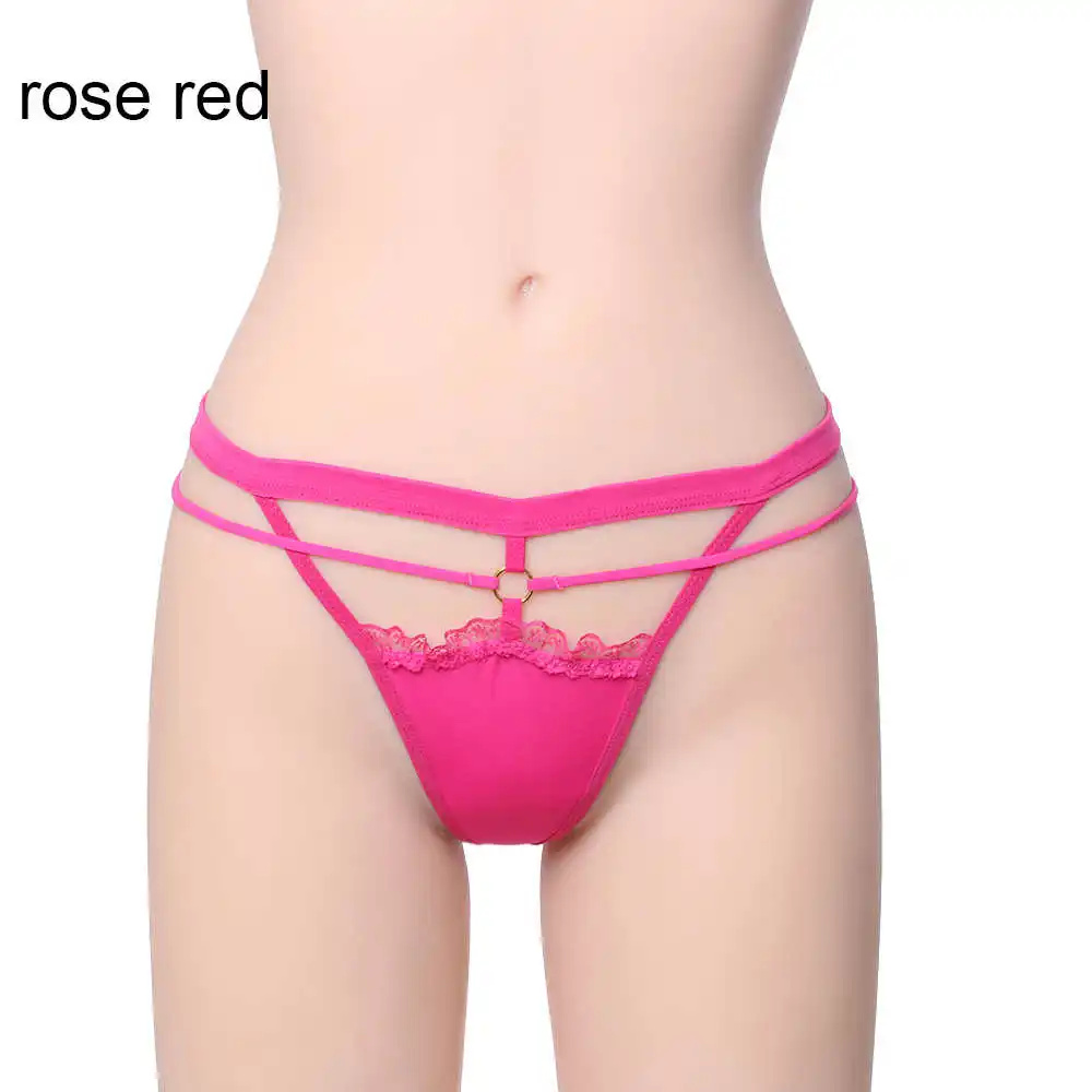 rose red Сексуальные трусики-Тонг с низкой посадкой трусики для женщин эротический бандаж Стринги женское нижнее белье Ночное белье мягкое удобное нижнее белье - Цвет: rose red