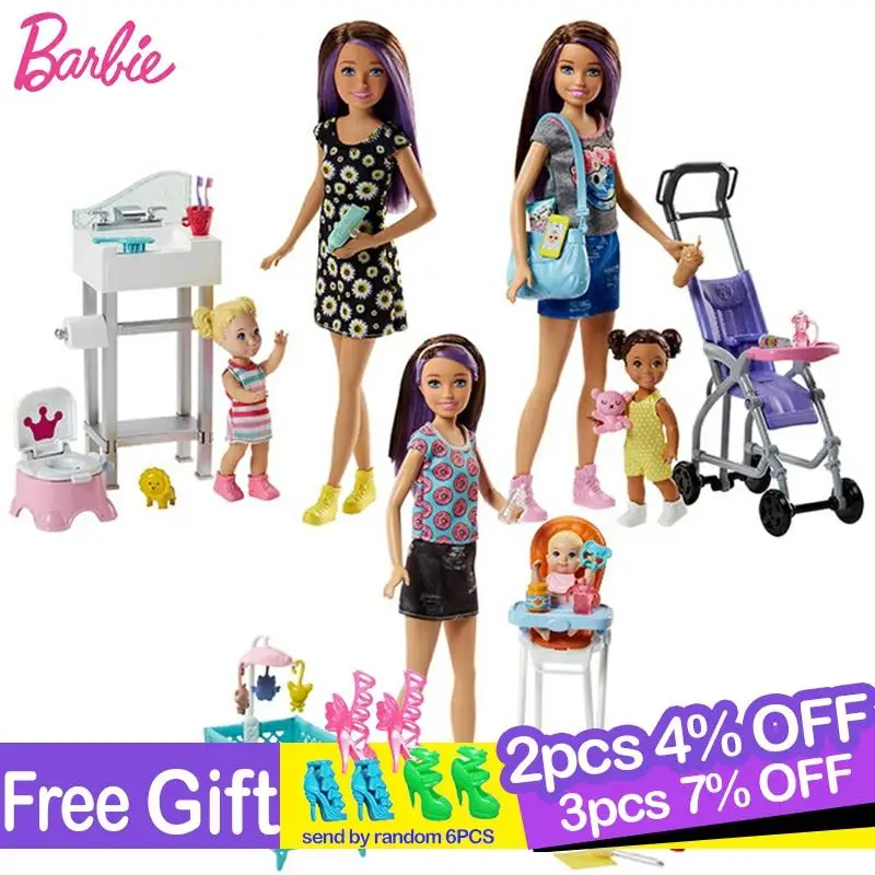 Оригинальная кукла Барби детская кроватка 3 вида подарочный набор забота о