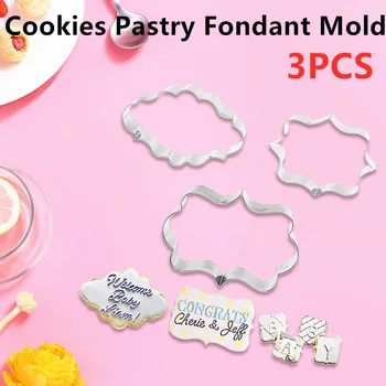 

3PCS/Set Fondant Mold Stainless Steel Cake Mold Decorating Tools Cookies Pastry Tools Frame Cutter Kitchen Baking Accessories