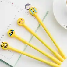 Корейский кавайный милый мультипликационная гелевая ручка, смайлик, черные чернила, 0,38 мм, Заправка для школы, для письма, новинка, рекламные подарки на заказ