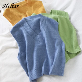 

HELIAR Winter Underwear Tank Tops for Women Knitted Casual Loose Vest Knitted Top Ladies Sleeveless Solid Women Winter Jacket