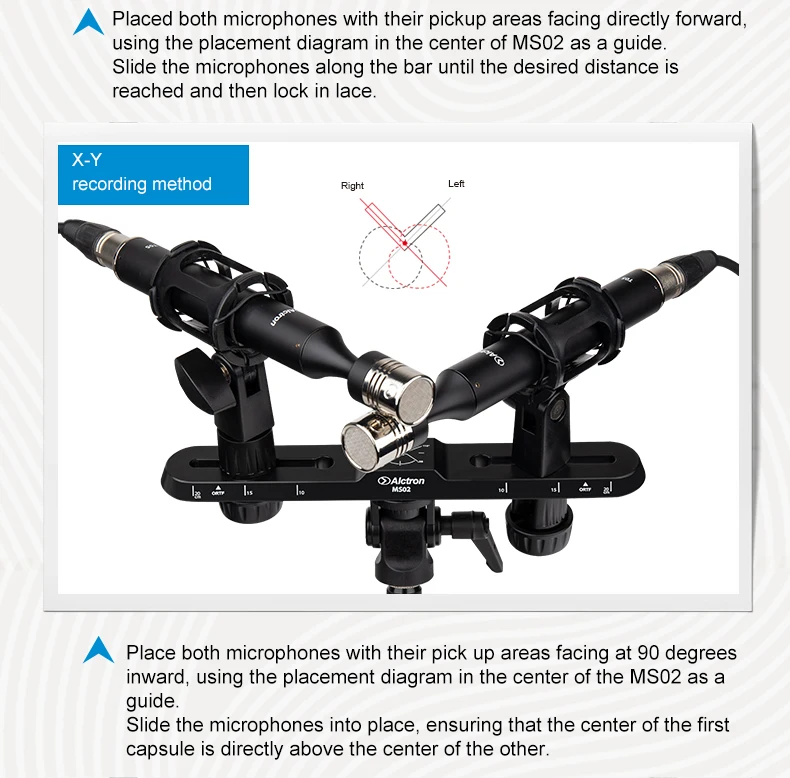 alctron estéreo microfone de gravação barra escala clara forma de gravação múltipla com ângulo altura função ajustável