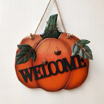 

Thanksgiving Wall Hanging Front Door Welcome Sign Pastoral Rustic Porch Party Halloween Entrance Home Decor Plaque Wood Pumpkin