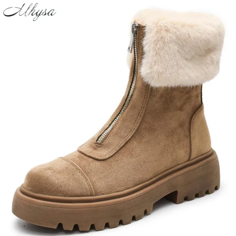 

Mhysa Booties female 2019 new Fashion British shoes woman wind bottom warm boots women Martin boots zapatos de botas mujer