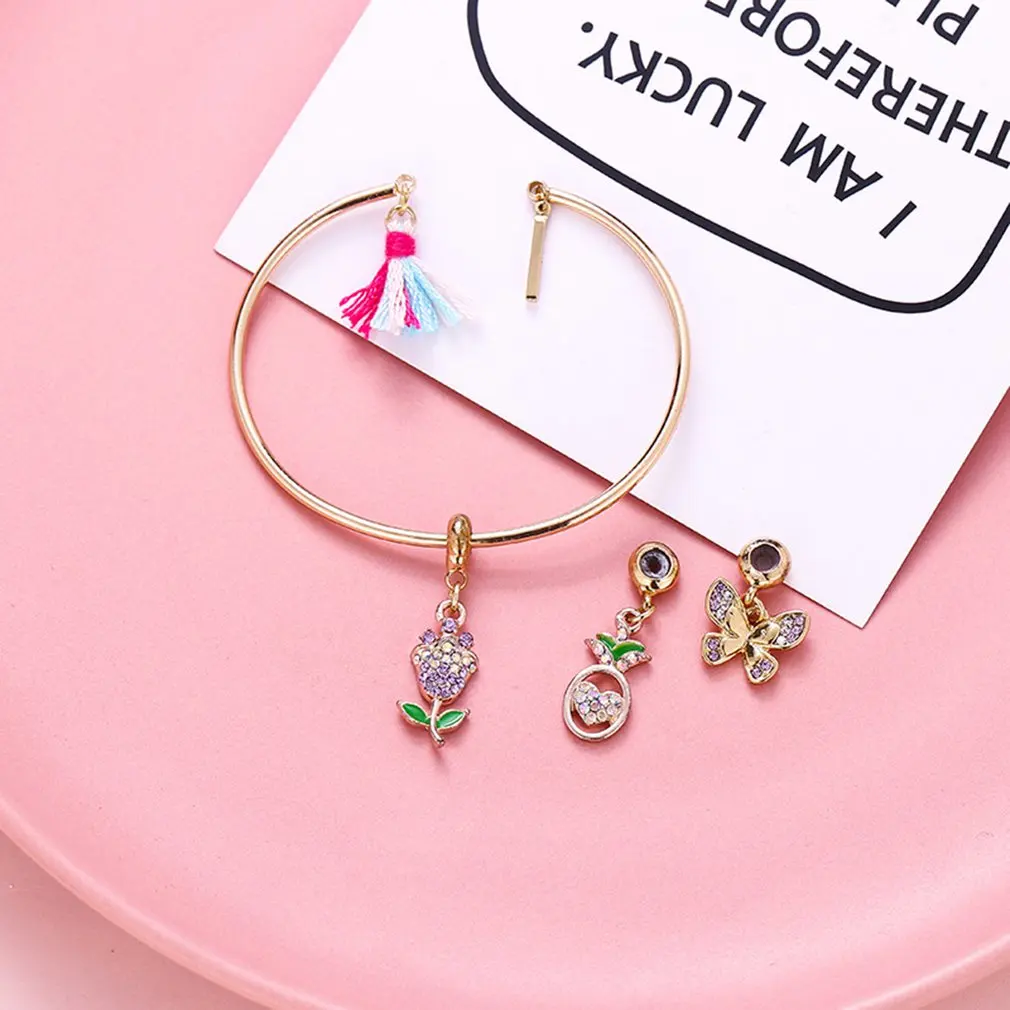 

children's bracelet Sweet popular bracelet cartoon Rose love butterfly drop oil alloy bracelet for kids
