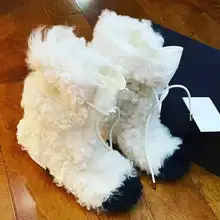 Msjirafeco-Botas de nieve con pelo de cordero para mujer, botines de nieve delgados y gruesos, botas pequeñas fragantes cortas de manga fina